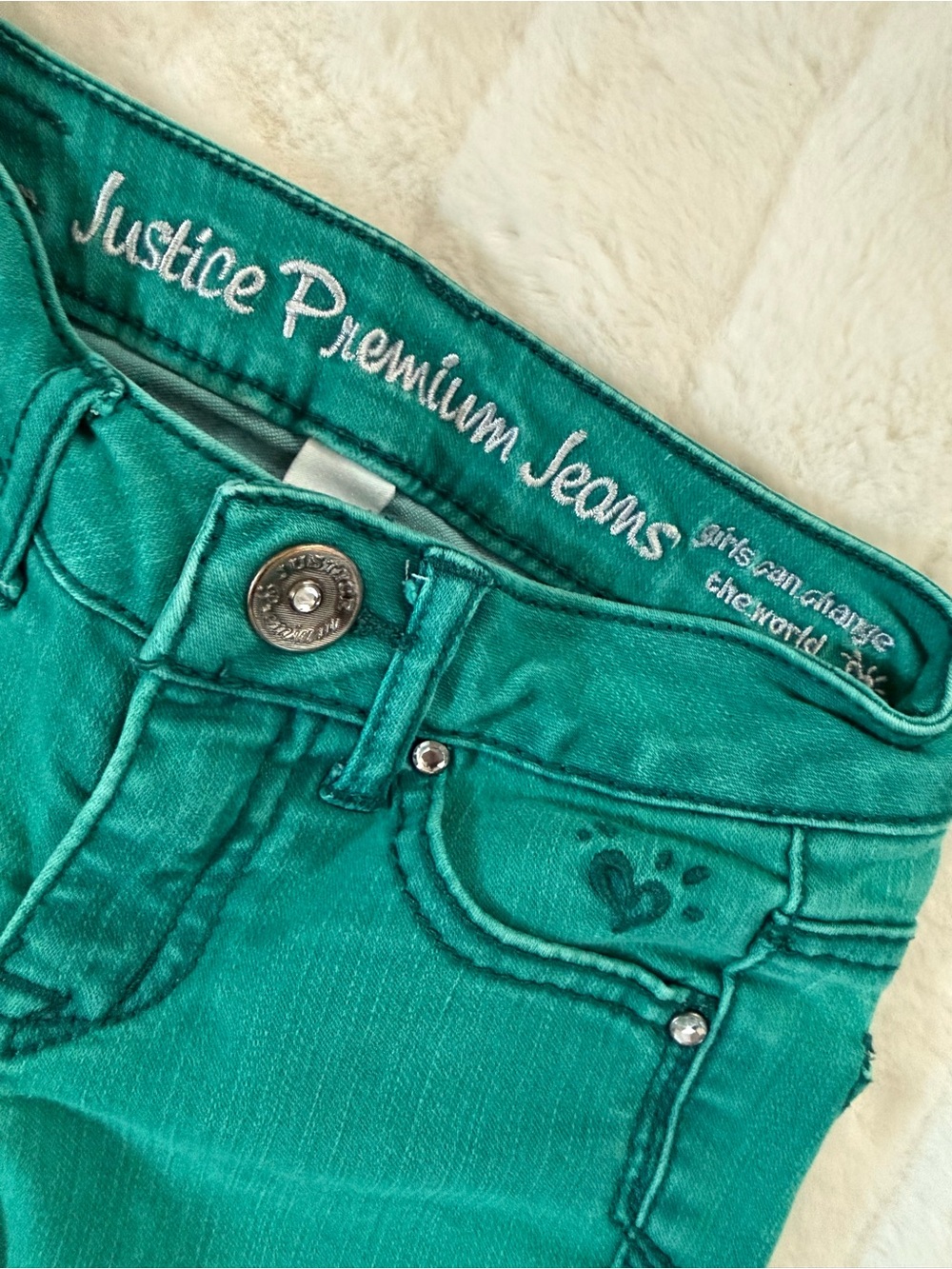 Justice Teal Skinny Jeans for Girls - Stretch Denim